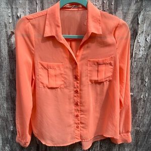 Peach button down